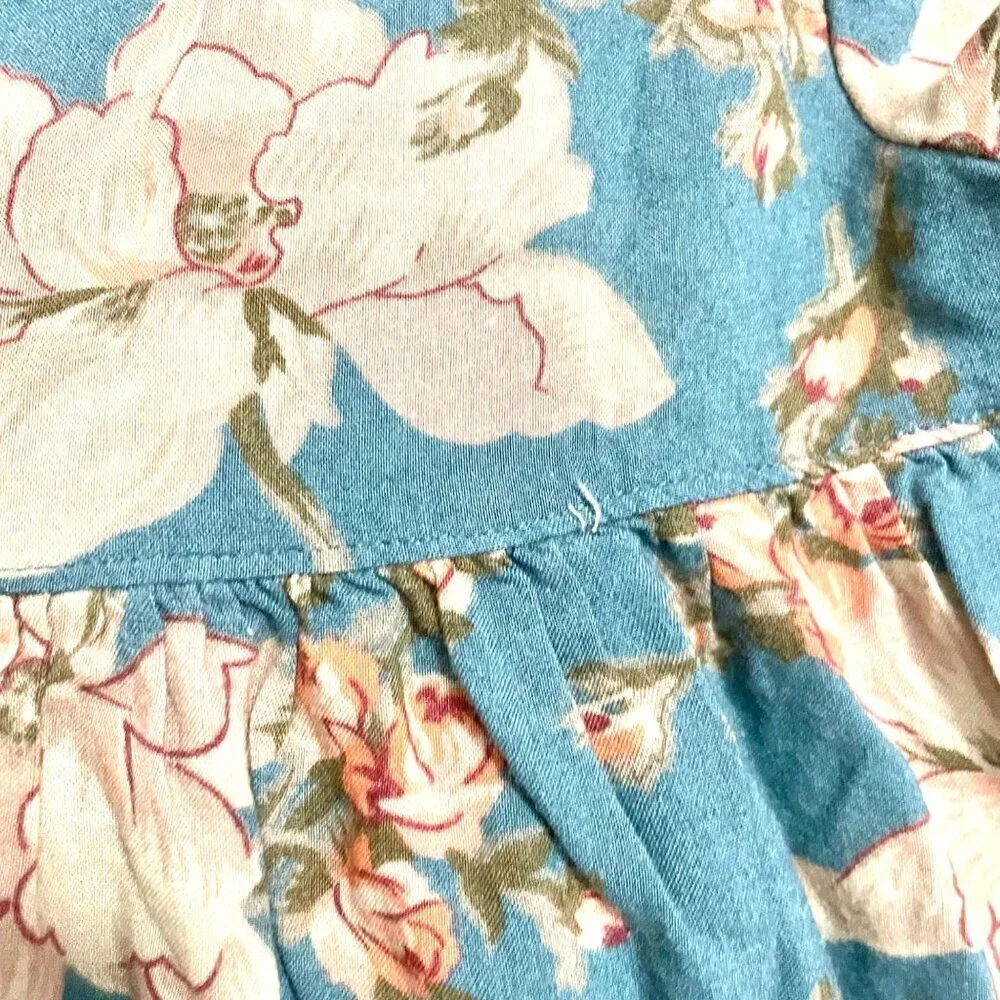 Ralph Lauren Blue Floral Long Sleeve Western Dress Size 3-6M